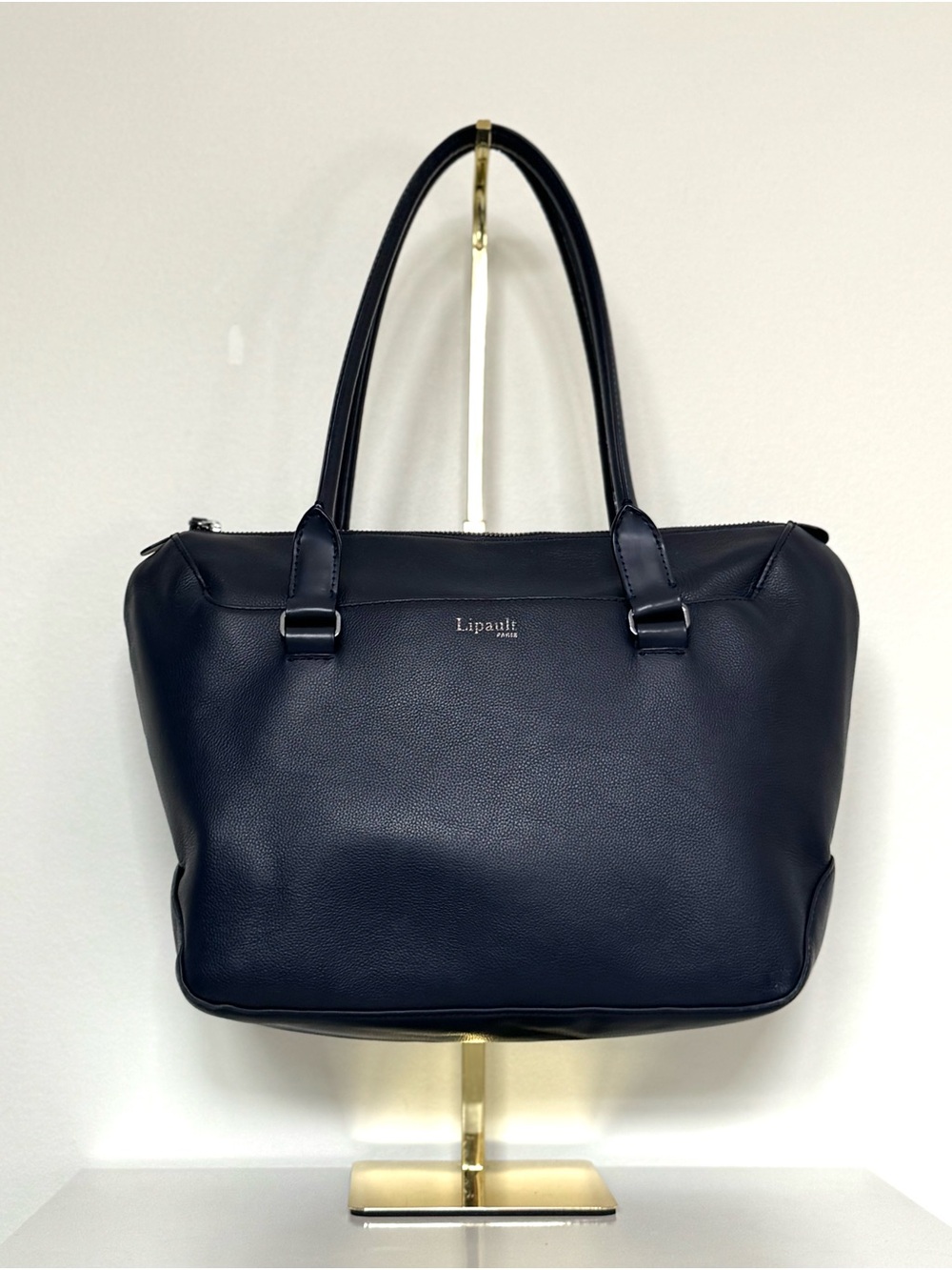 Lipault Paris Navy Leather Tote